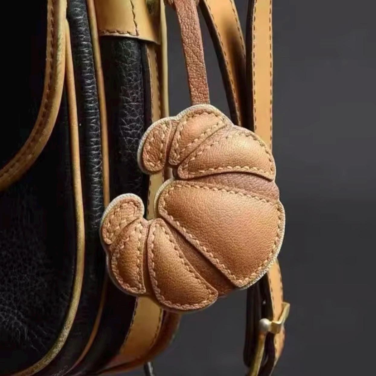 Leather Croissant Bag Charm