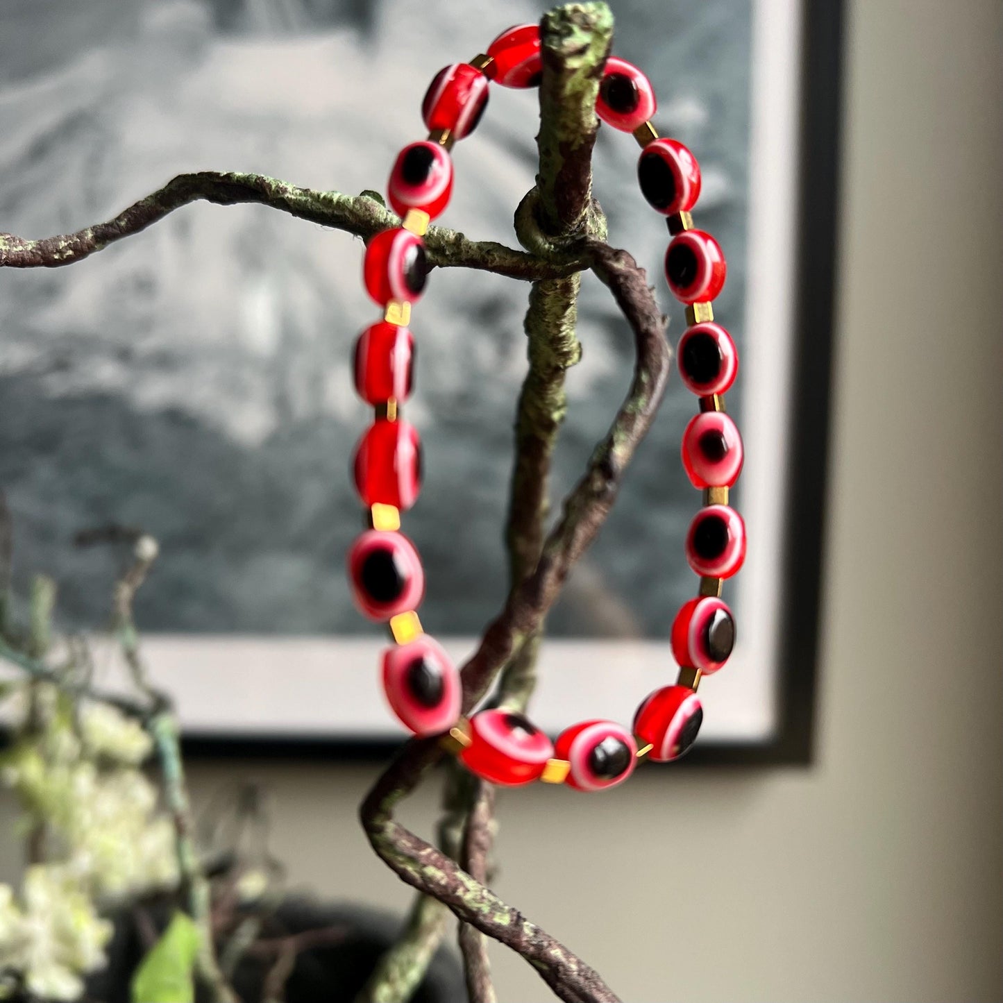 Evil Eye Protection Bracelet Lipstick Red