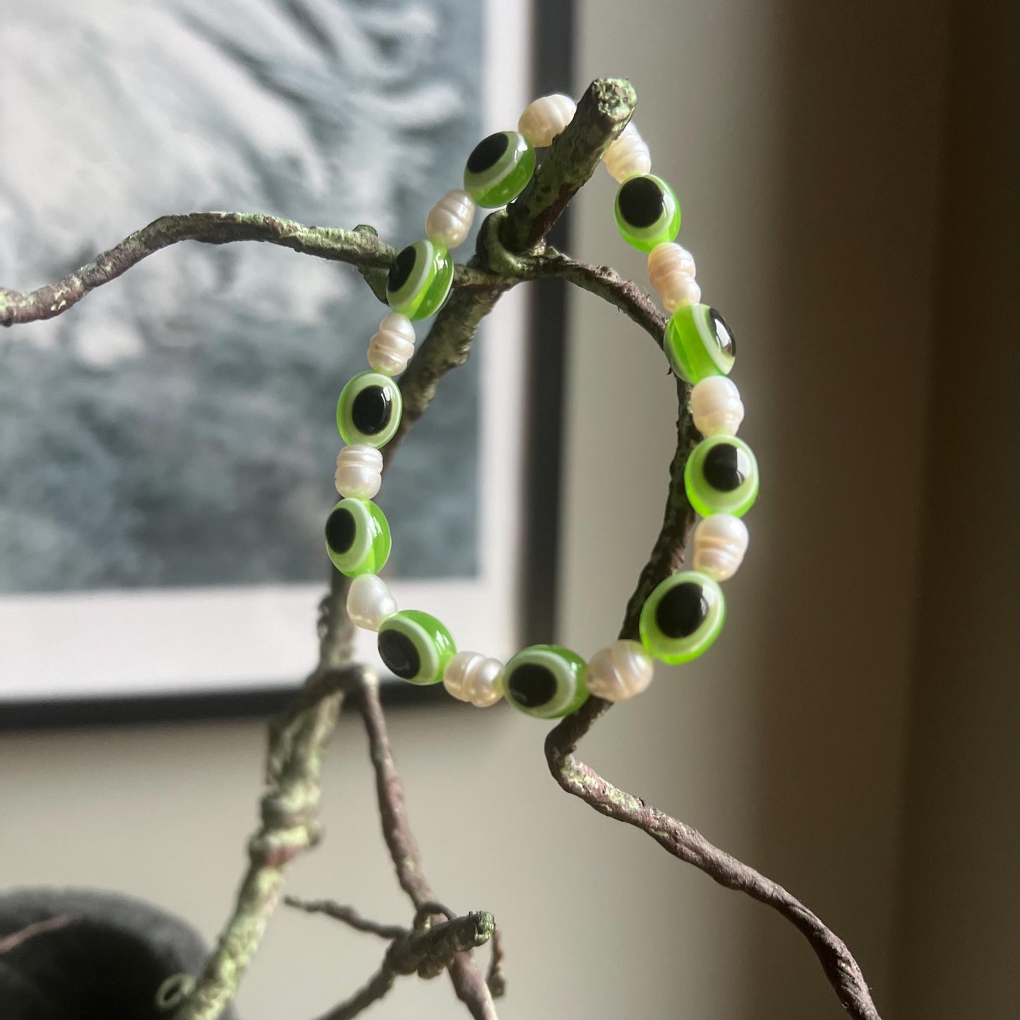 Oval Green Eye Candy Bracelet Pearl
