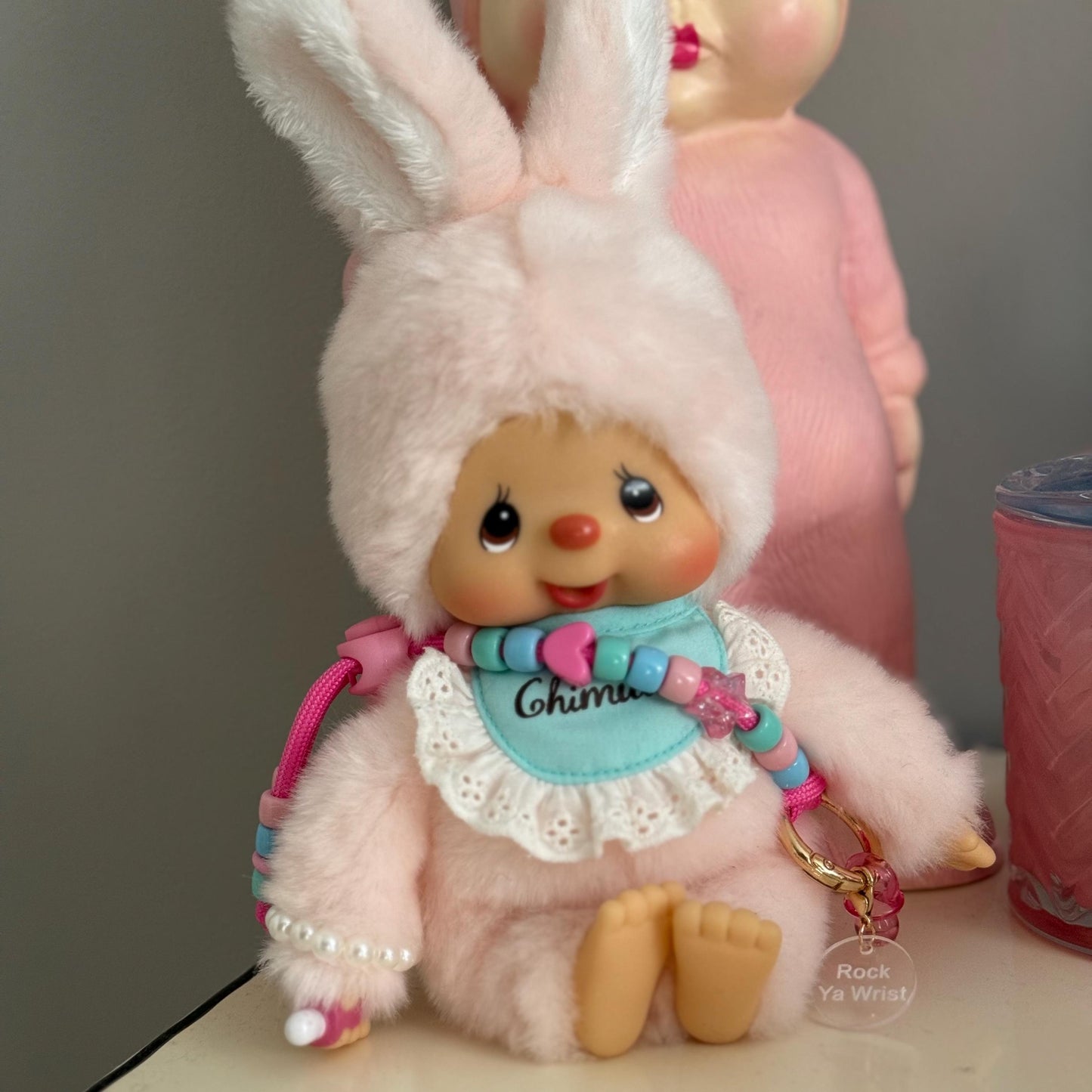 Labubu Pink Beaded Crossbody Strap