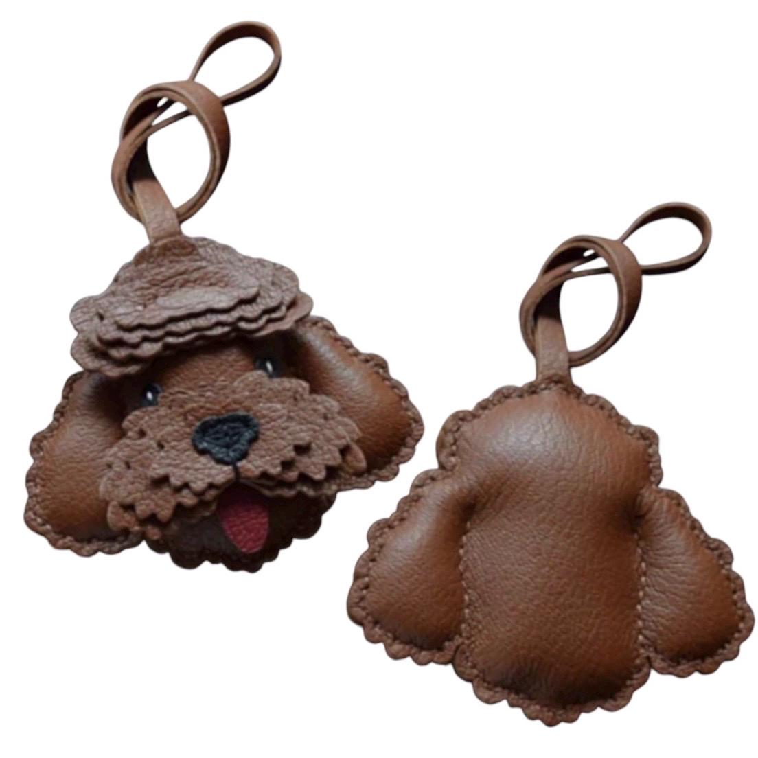 Handmade Leather Poodle Bag Charm Dog Keychain