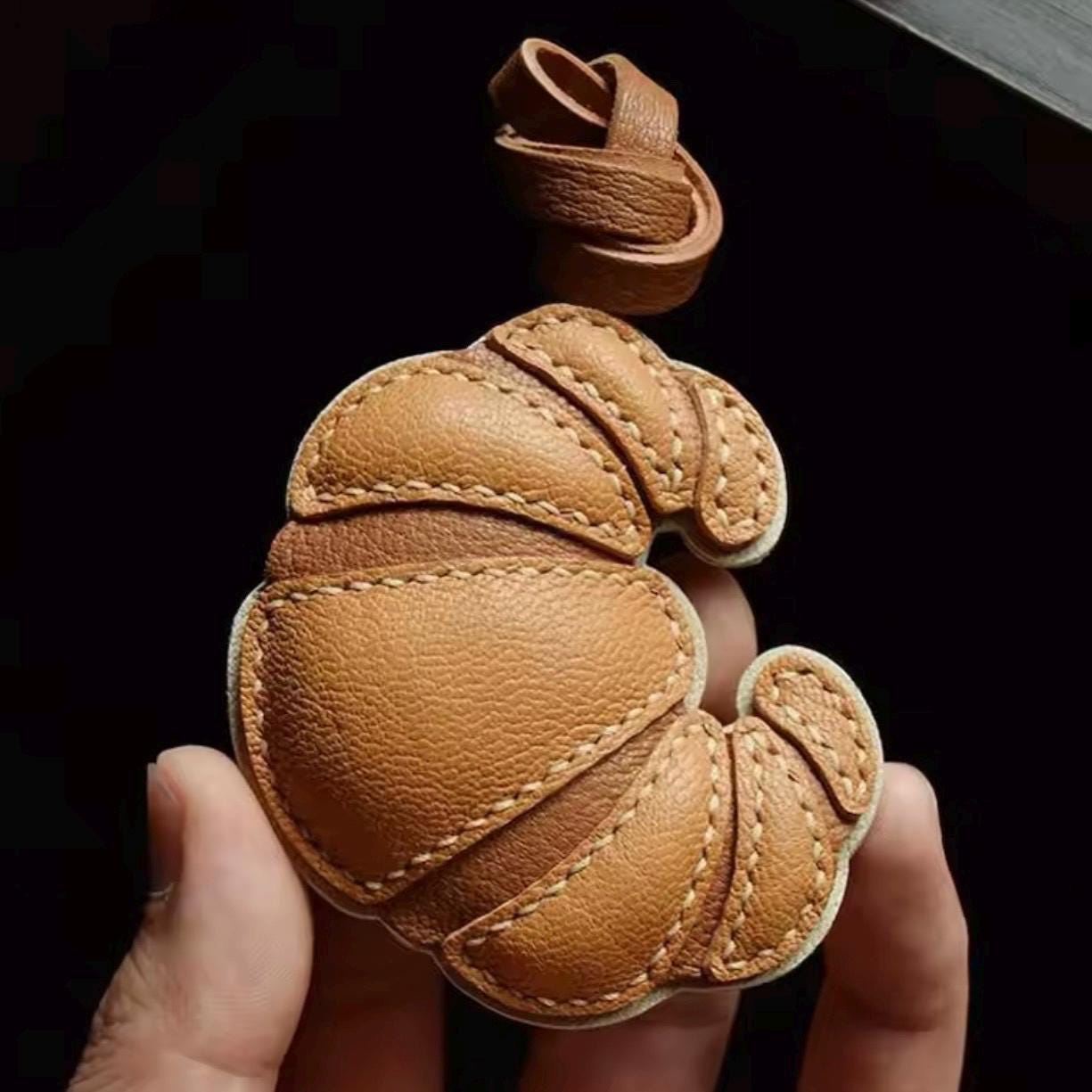 Leather Croissant Bag Charm