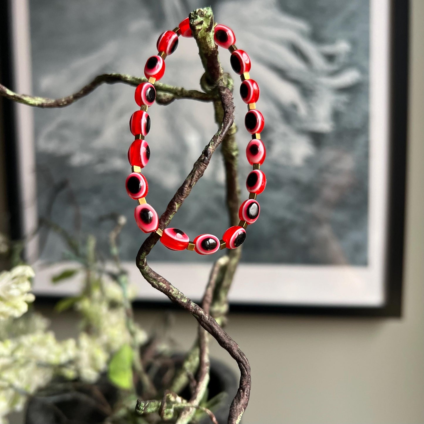 Evil Eye Protection Bracelet Lipstick Red