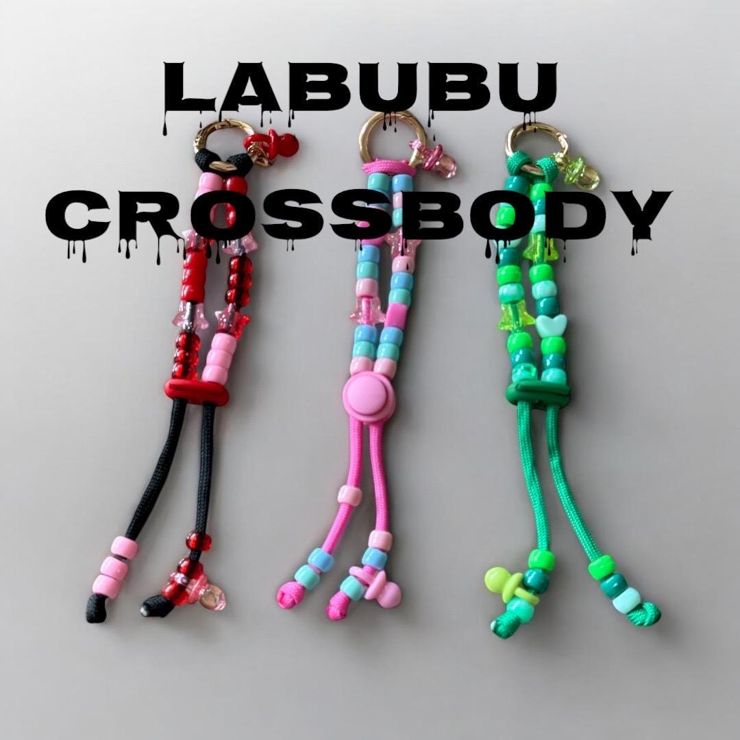 Labubu Pink Beaded Crossbody Strap