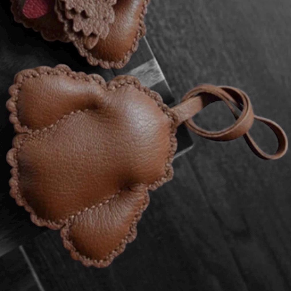 Handmade Leather Poodle Bag Charm Dog Keychain