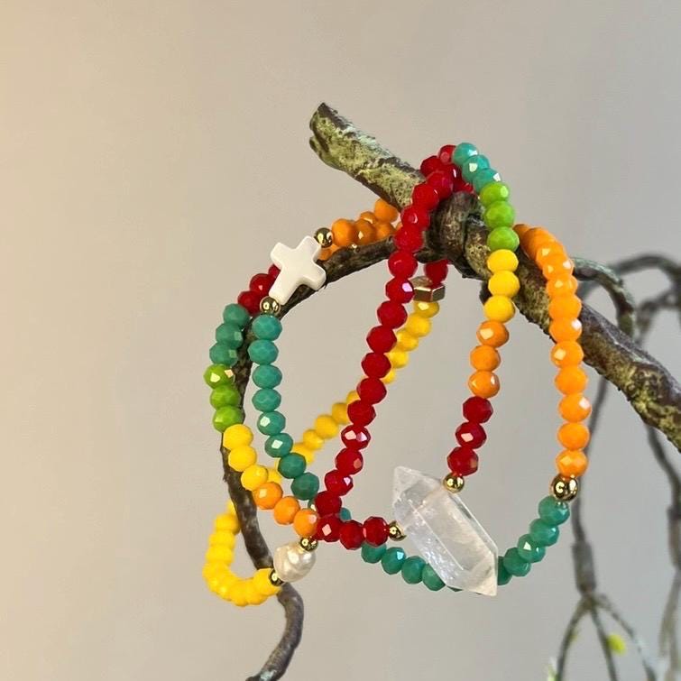 Rainbow Sunset Stack Of 3 Bracelets