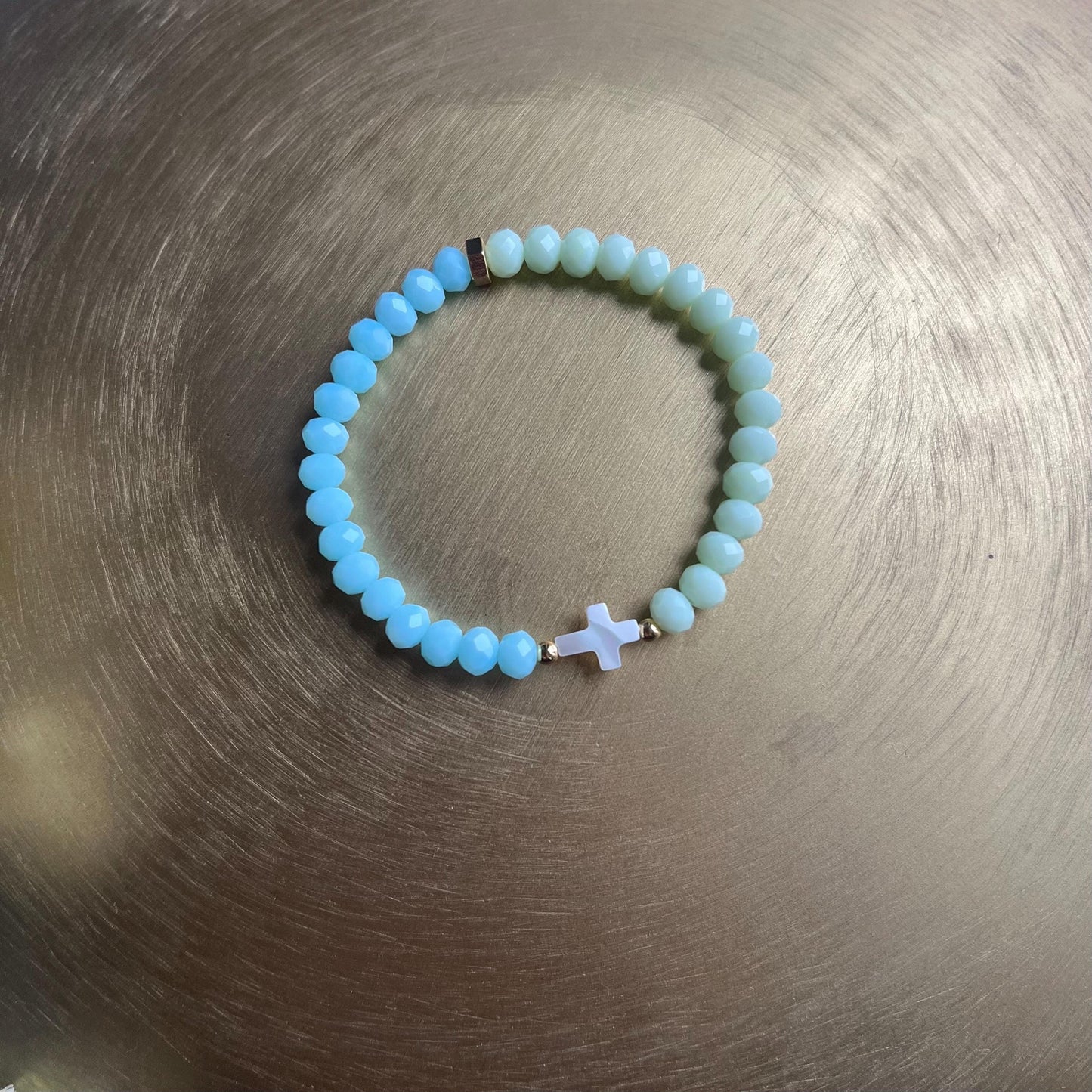Grace Mint-Baby Blue Cross Bracelet