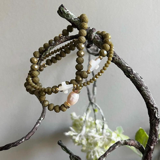 Khaki Green Stack Of 3 Bracelets