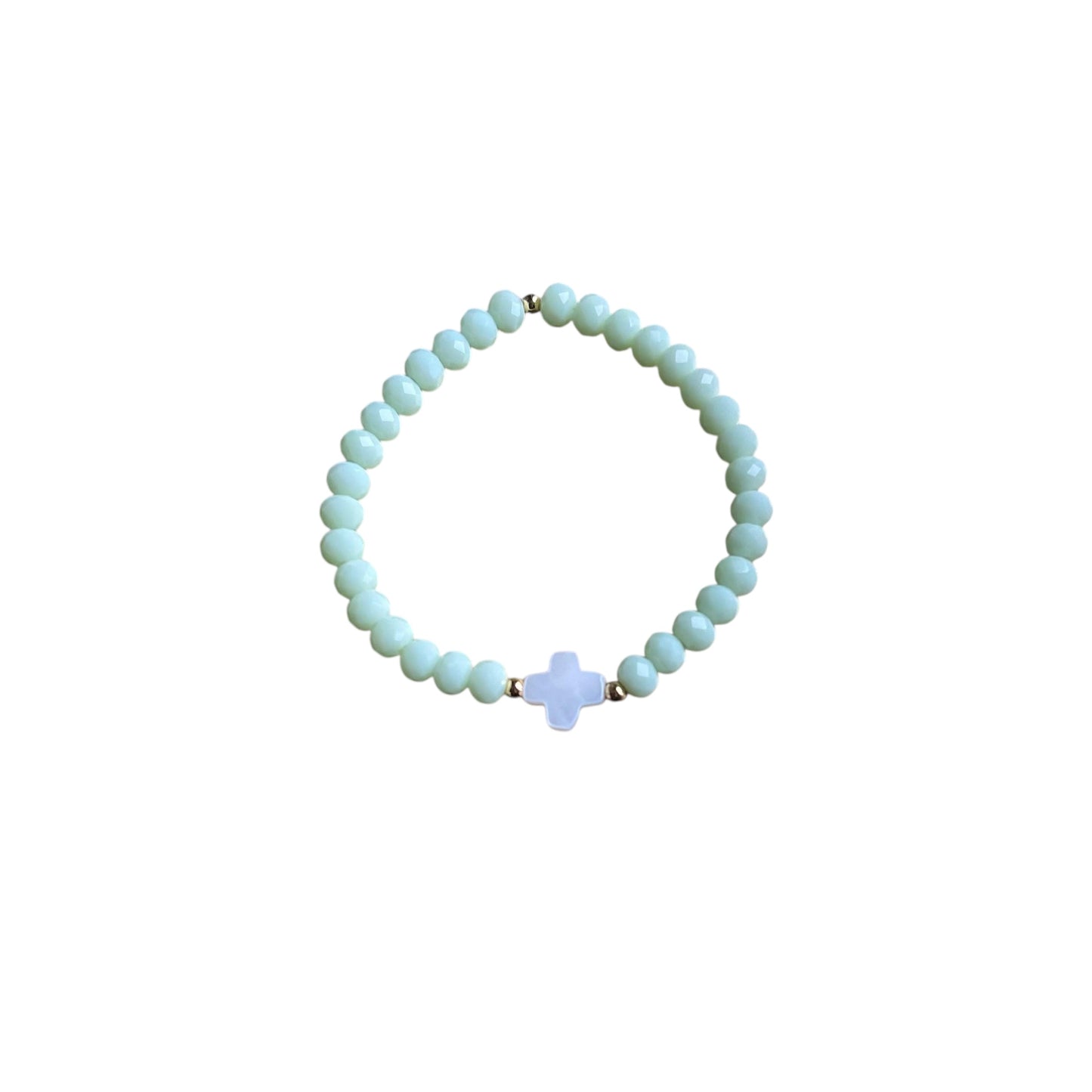 Mint Cross Gemstone Bracelet