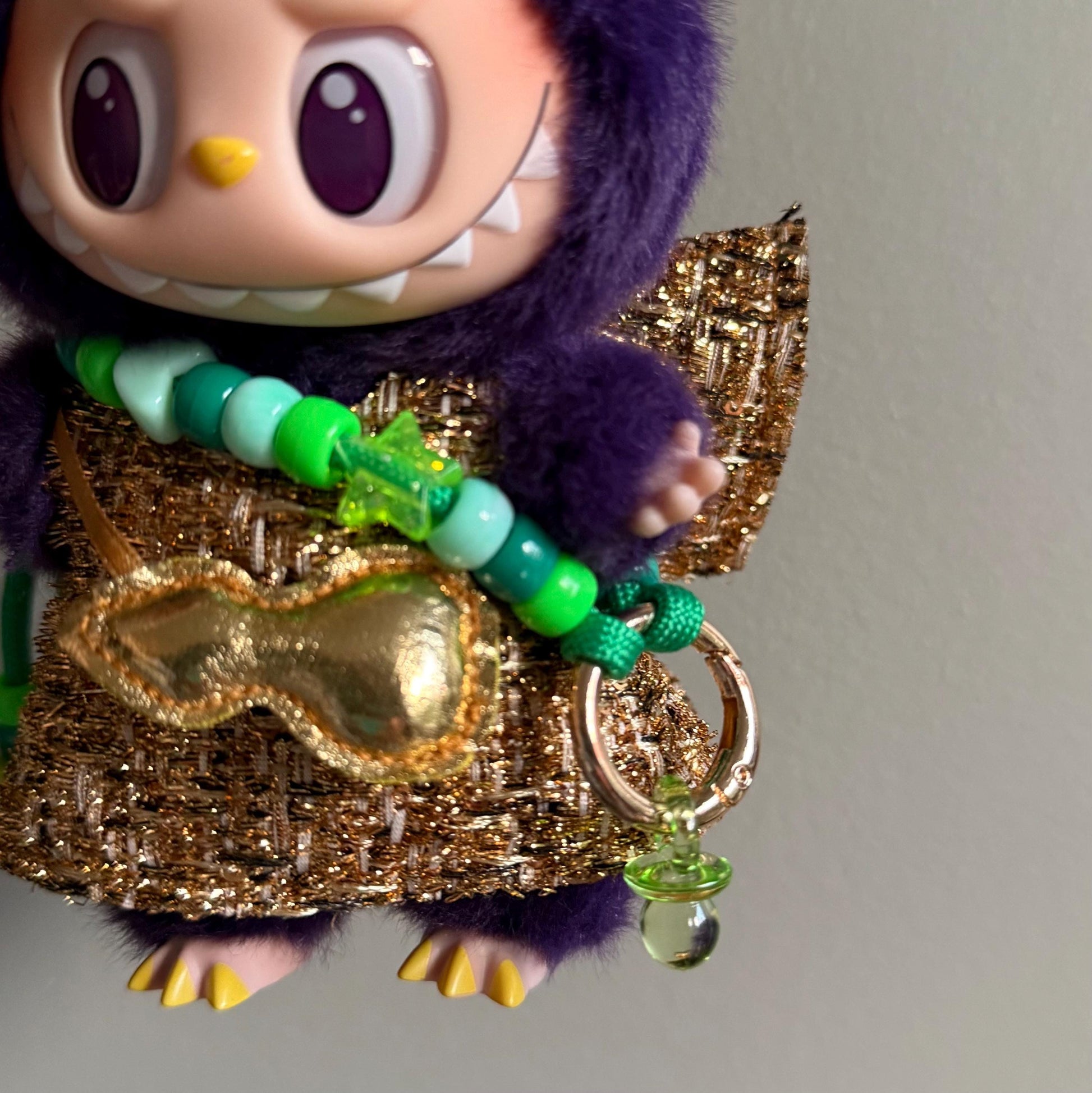 Kawaii Labubu bag charm accessory in minty pop color