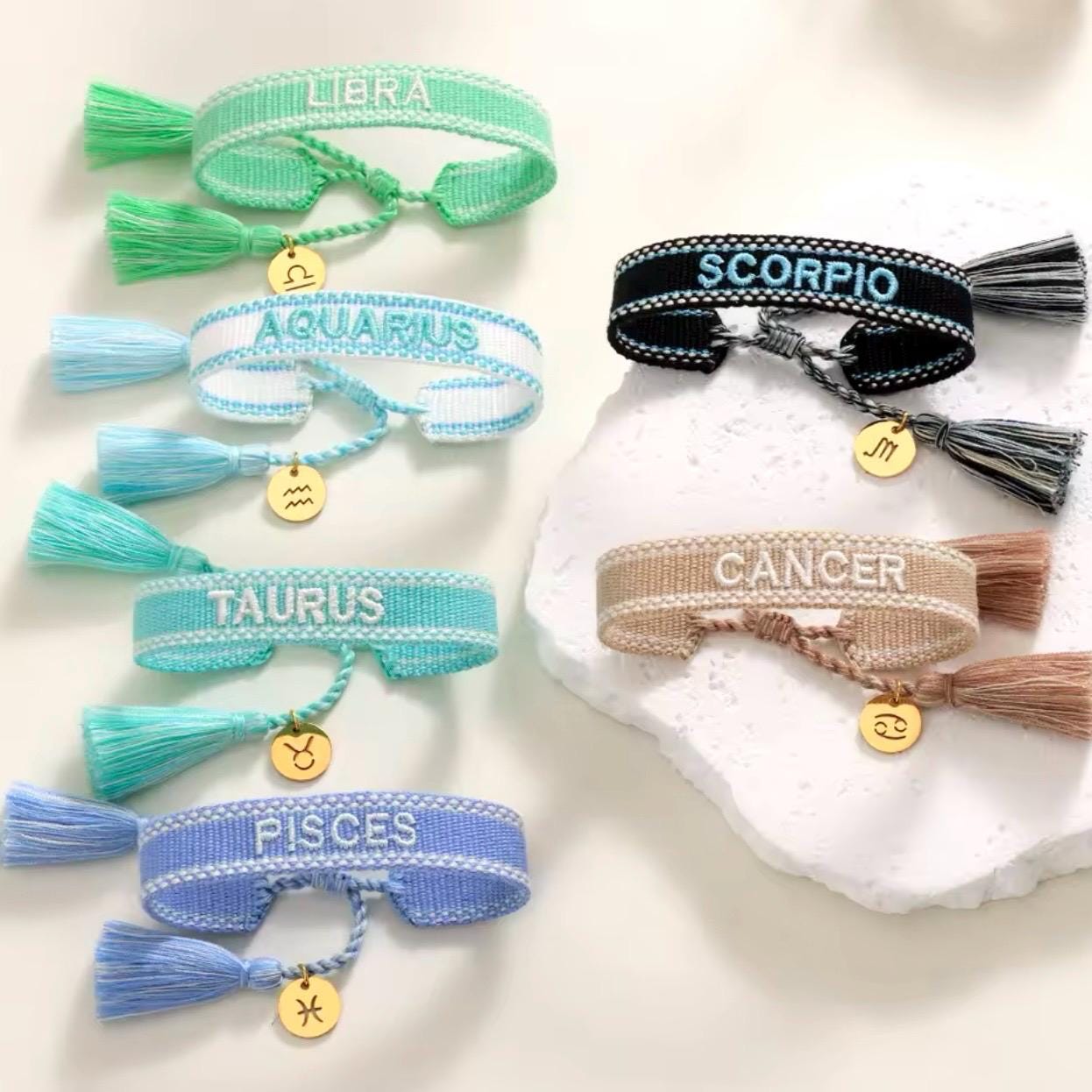 Zodiac Sign Embroidered Bracelet
