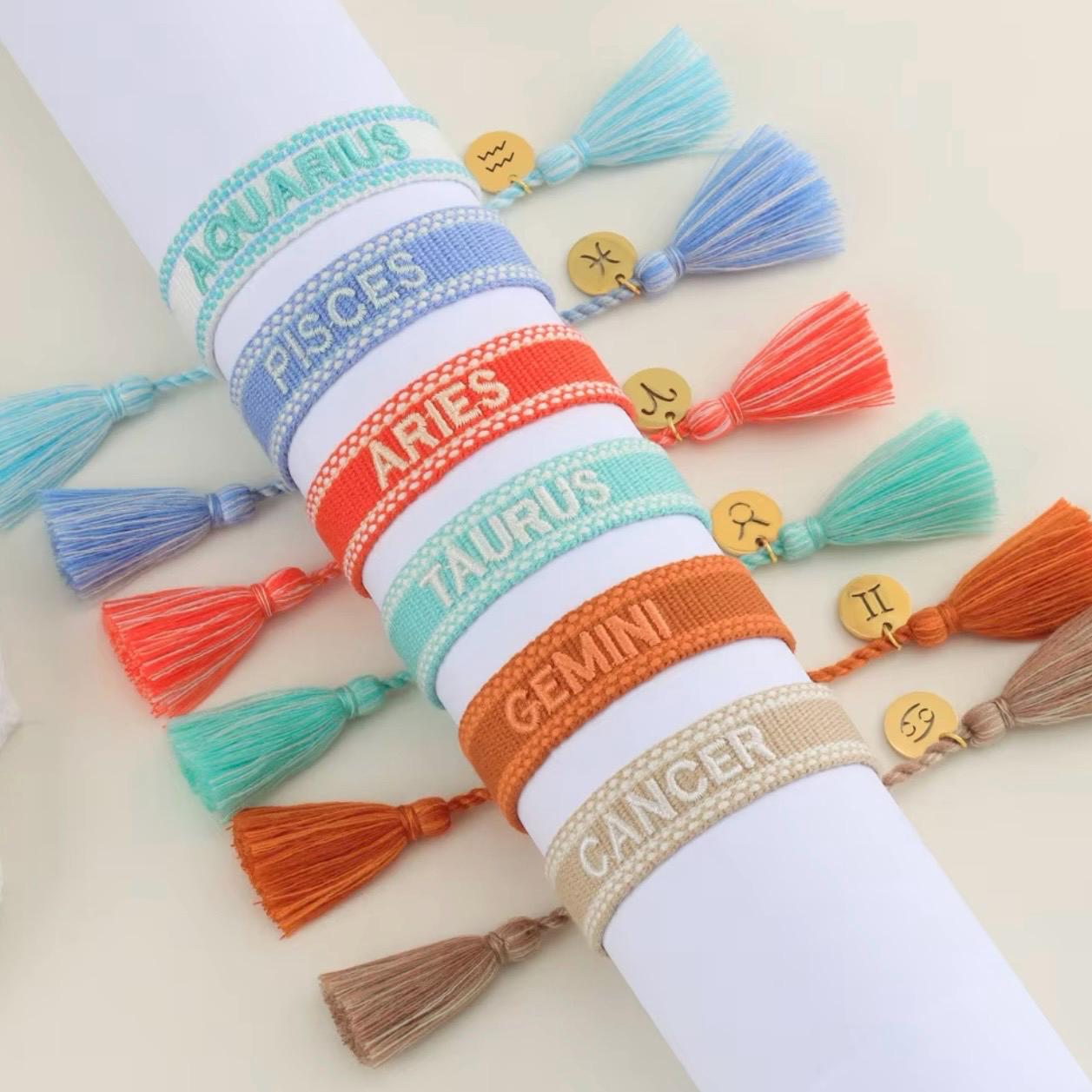Zodiac Sign Embroidered Bracelet