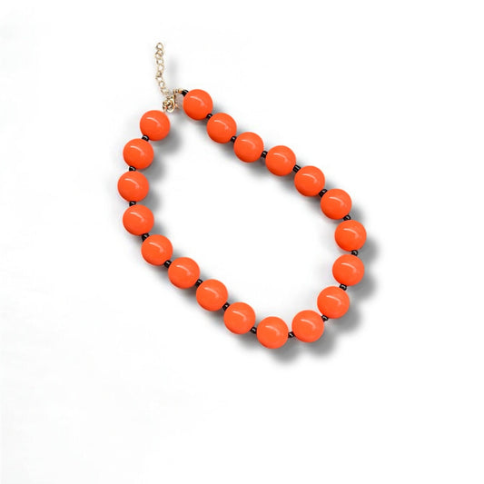 Bubblegum Beaded Necklace - Orange & Black