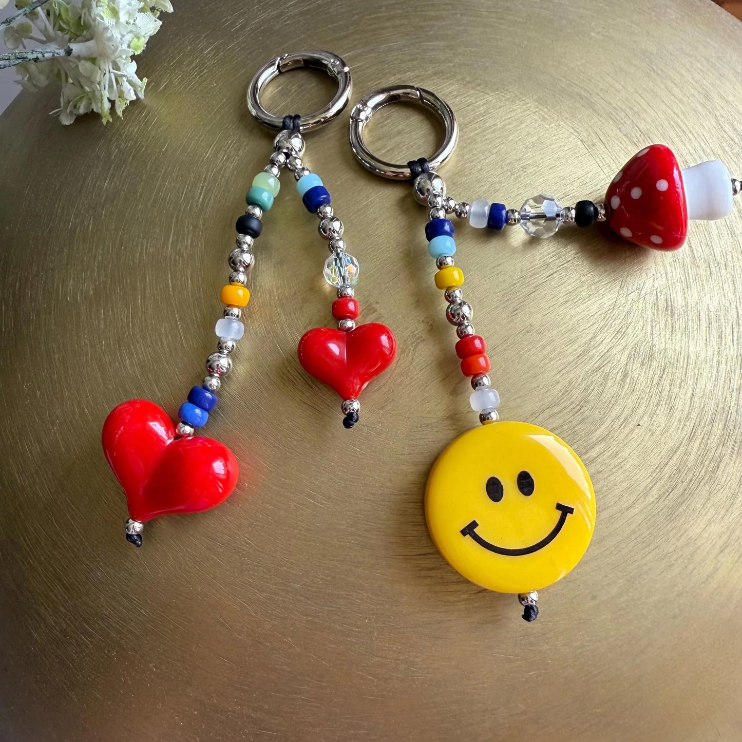 Happy Face Key Bag Phone Charm