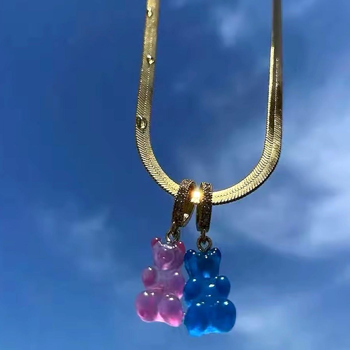 Gummy Bear Zircon Pendant Necklace Jewellery Accessories Cute Cartoon Charms Choker cute gift for girls neon necklace charms charm necklace