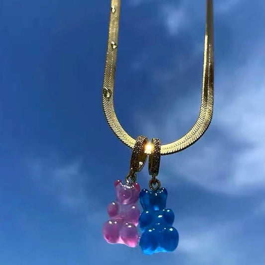 Gummy Bear Zircon Pendant Necklace Jewellery Accessories Cute Cartoon Charms Choker cute gift for girls neon necklace charms charm necklace