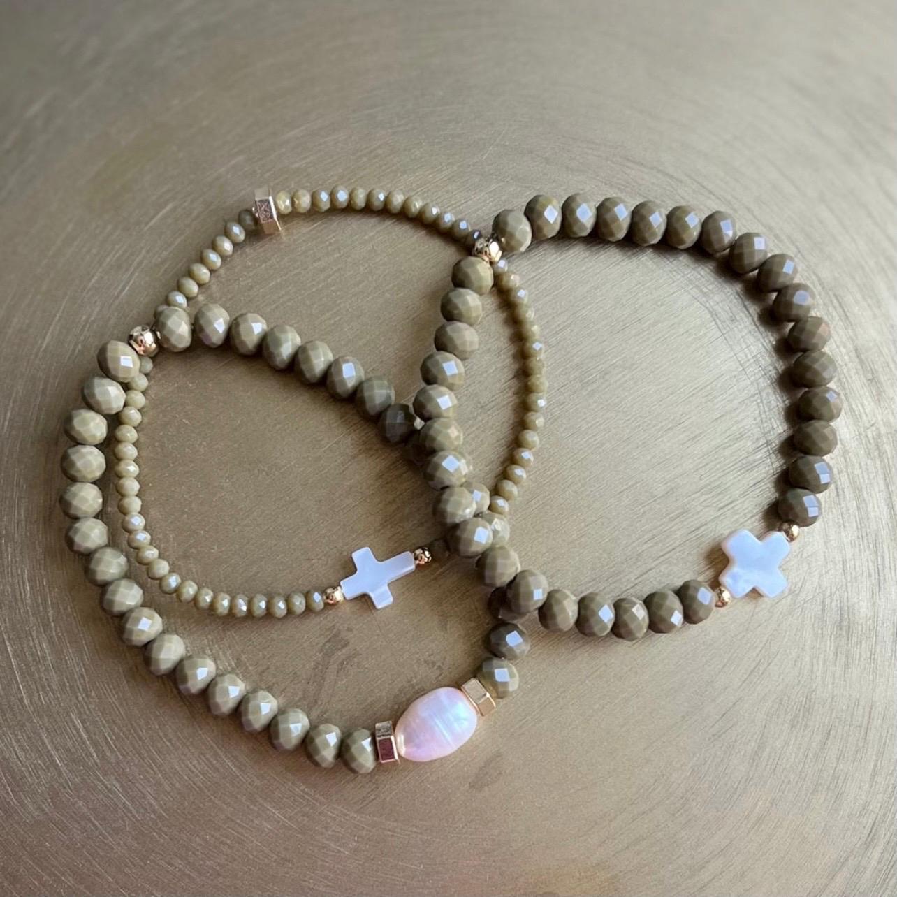 Khaki Green Stack Of 3 Bracelets