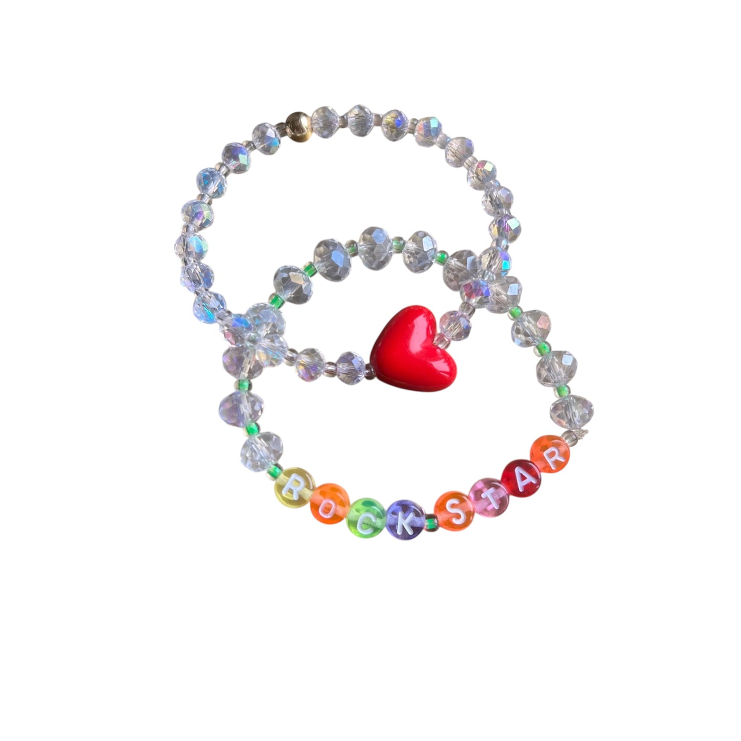 Heart of a rockstar bracelet set with giant red heart charm