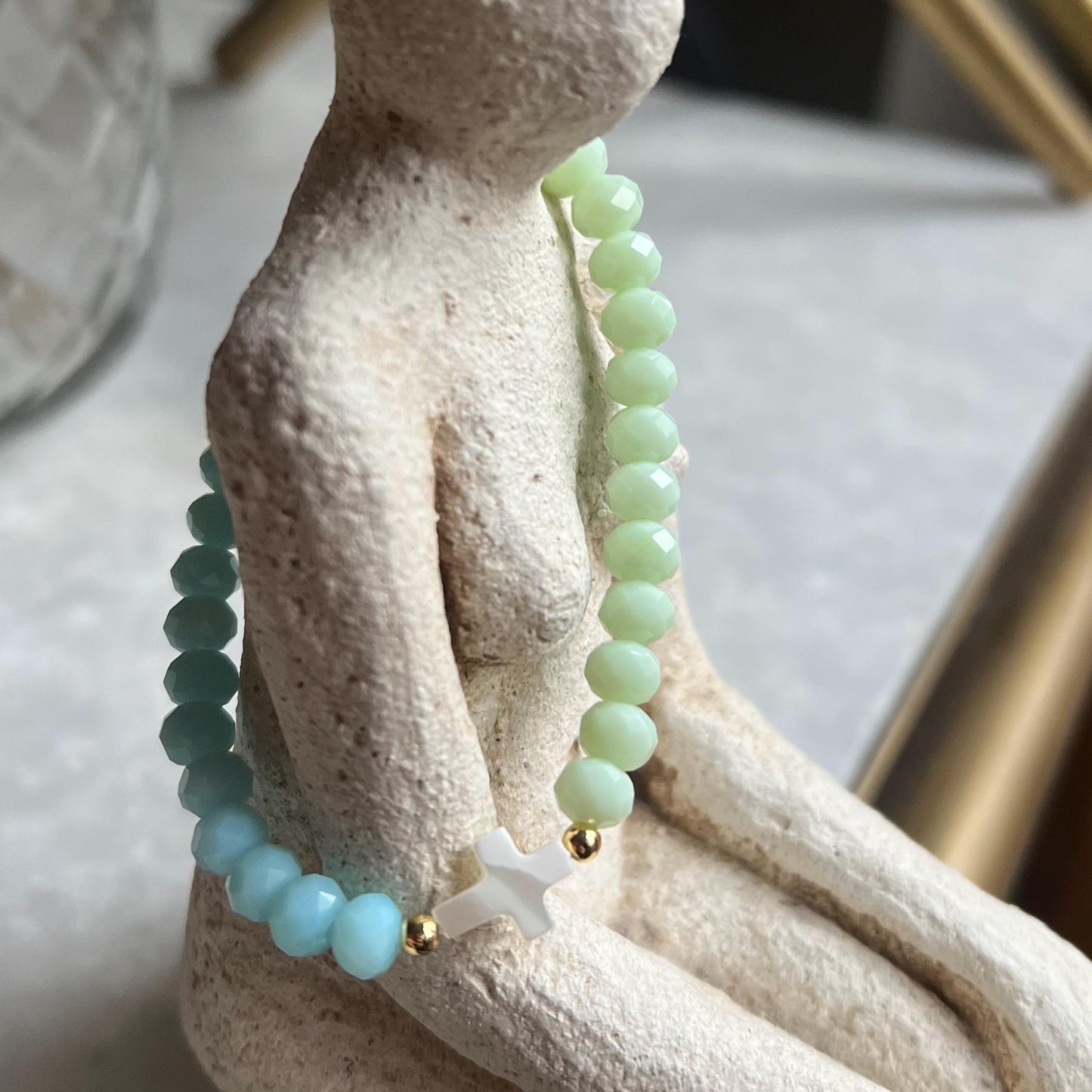 Grace Mint-Baby Blue Cross Bracelet
