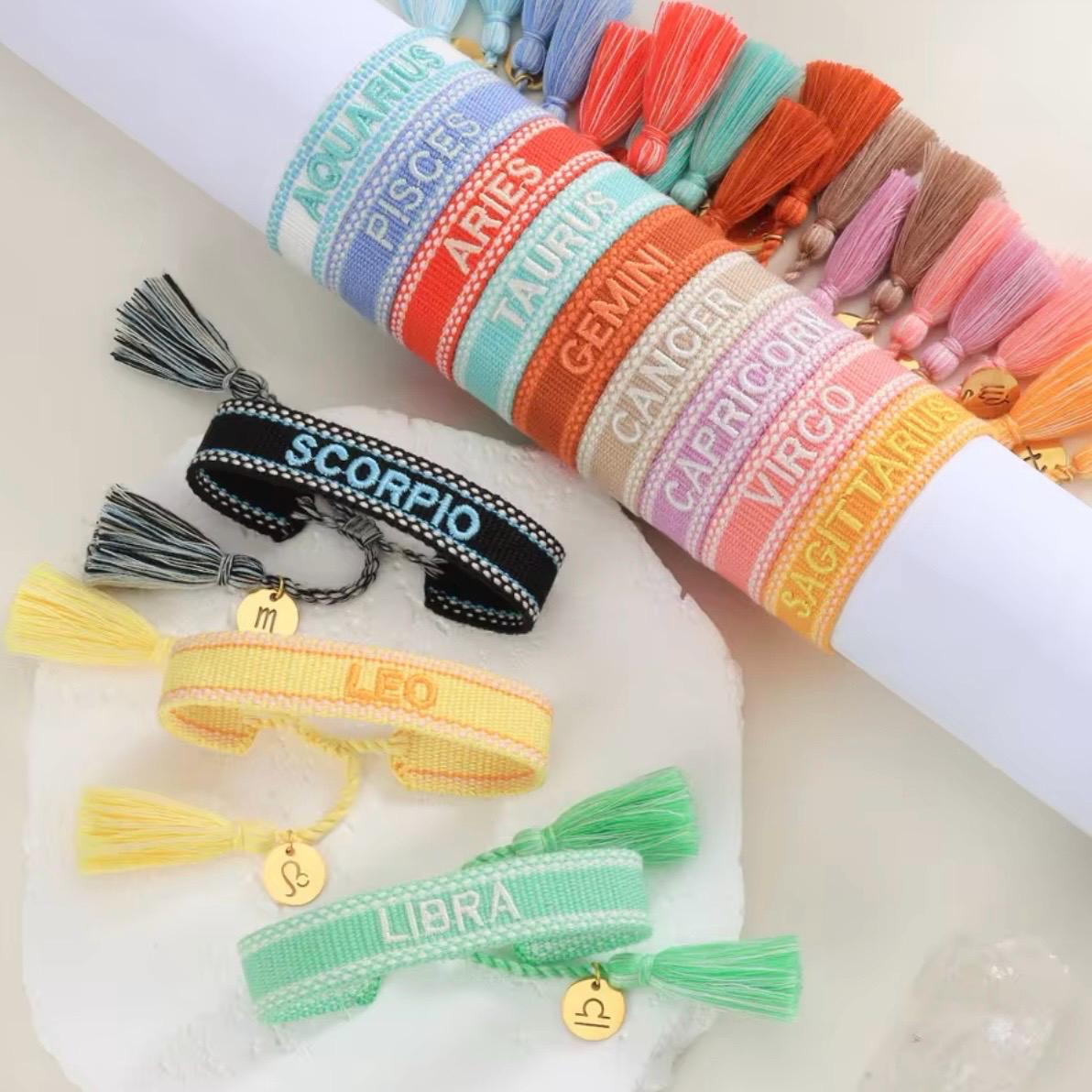 Zodiac Sign Embroidered Bracelet