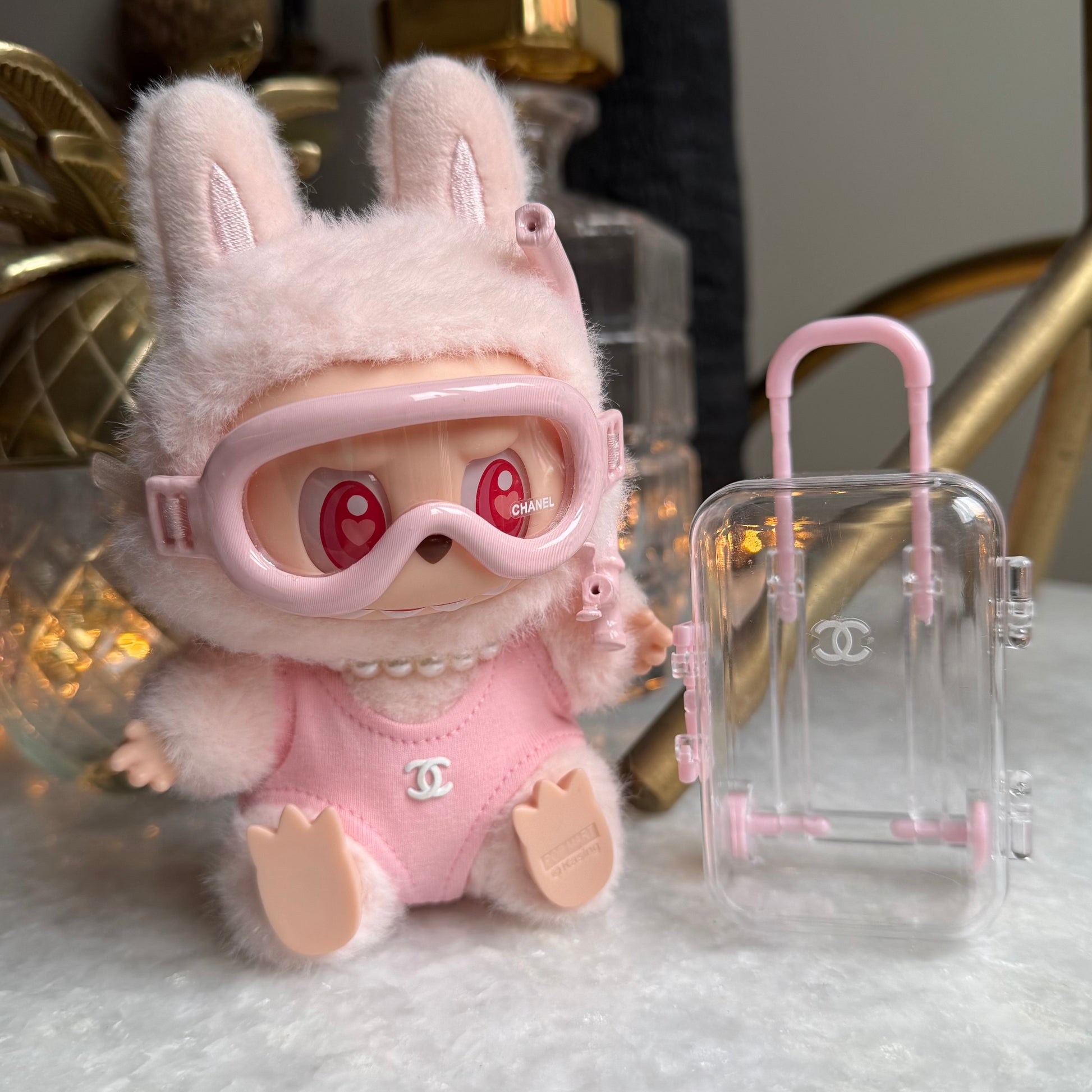 Designer pink bikini and snorkelling gear for collectible dolls