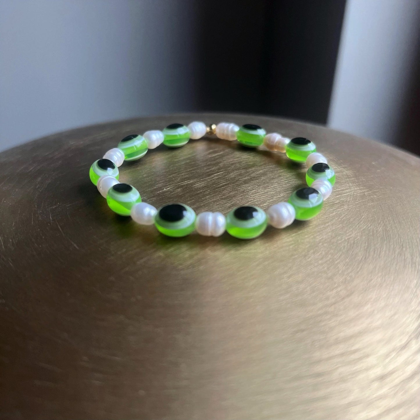 Oval Green Eye Candy Bracelet Pearl