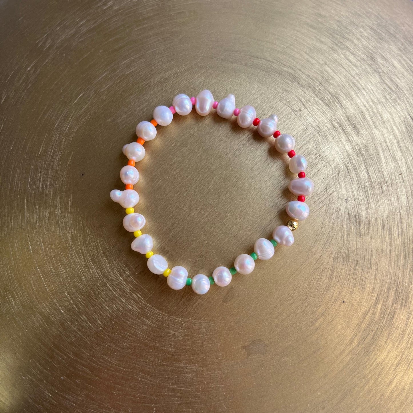 Freshwater Pearl Bracelet – Rainbow Beaded Stretch Bracelet