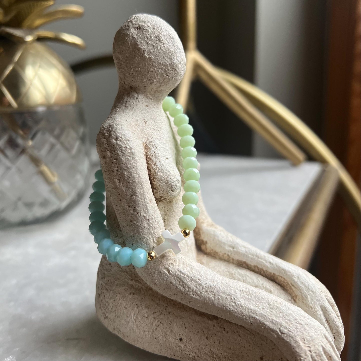 Grace Mint-Baby Blue Cross Bracelet