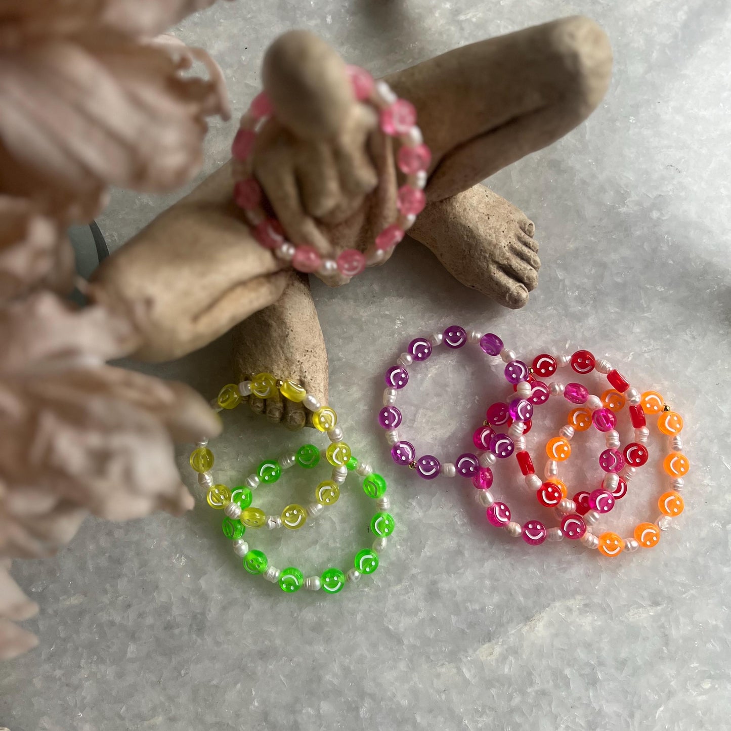Brightly colored Happy Go Lucky summer bead bracelets