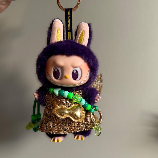 Green pop Labubu crossbody charm - cute green character bag charm 