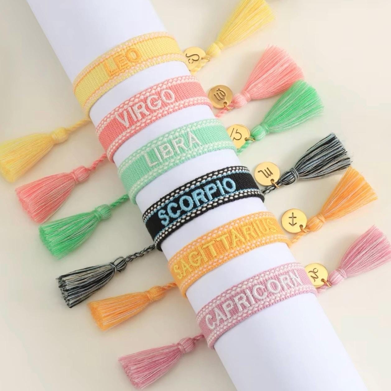 Zodiac Sign Embroidered Bracelet
