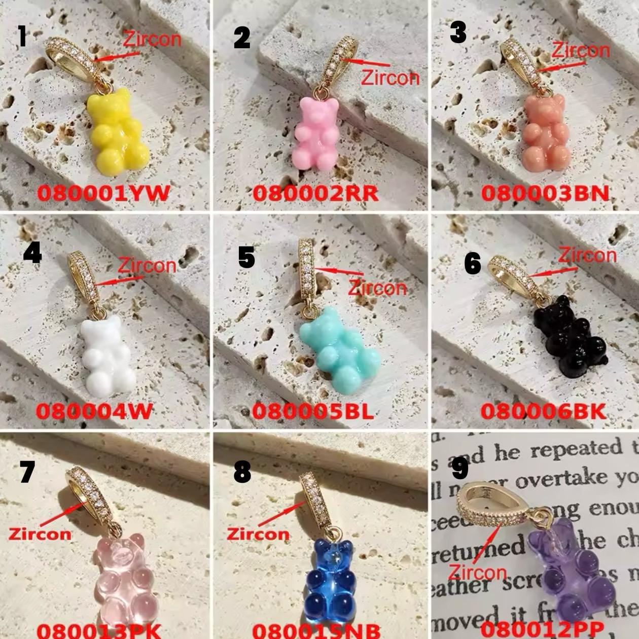 Gummy Bear Zircon Pendant Necklace Jewellery Accessories Cute Cartoon Charms Choker cute gift for girls neon necklace charms charm necklace