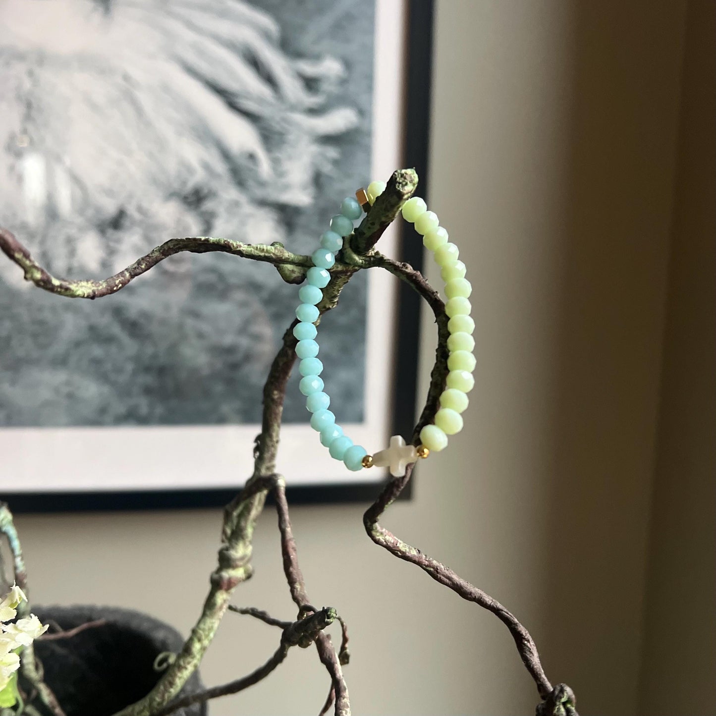 Grace Mint-Baby Blue Cross Bracelet