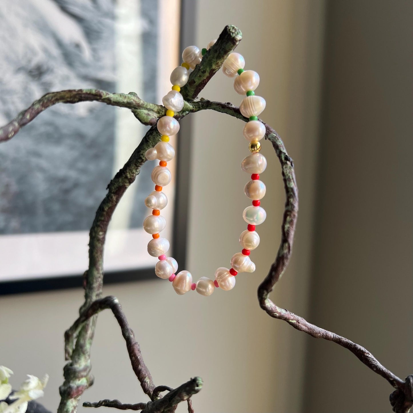 Freshwater Pearl Bracelet – Rainbow Beaded Stretch Bracelet