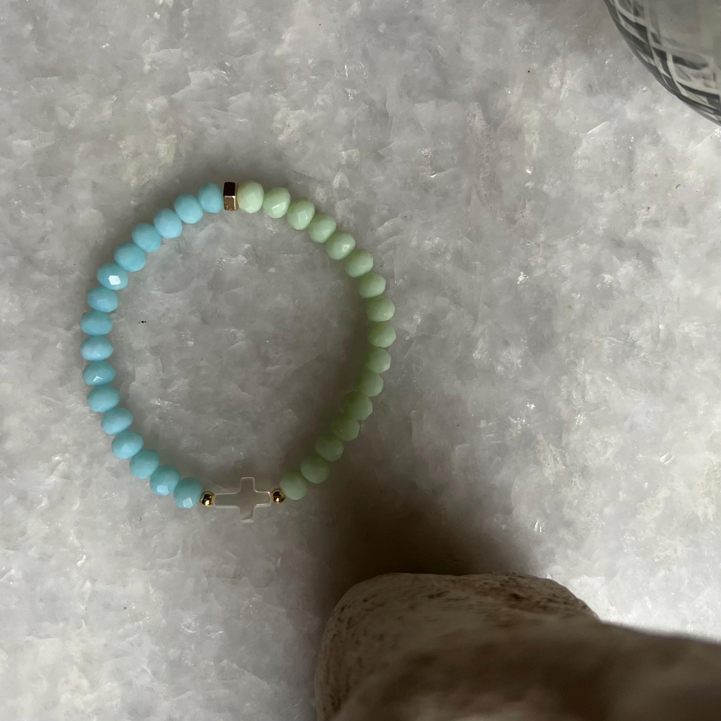 Grace Mint-Baby Blue Cross Bracelet