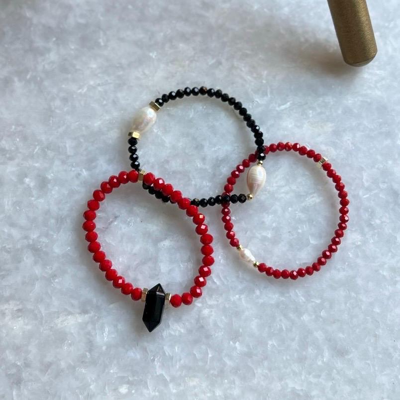 Ladybug Stack Of 3 Bracelets