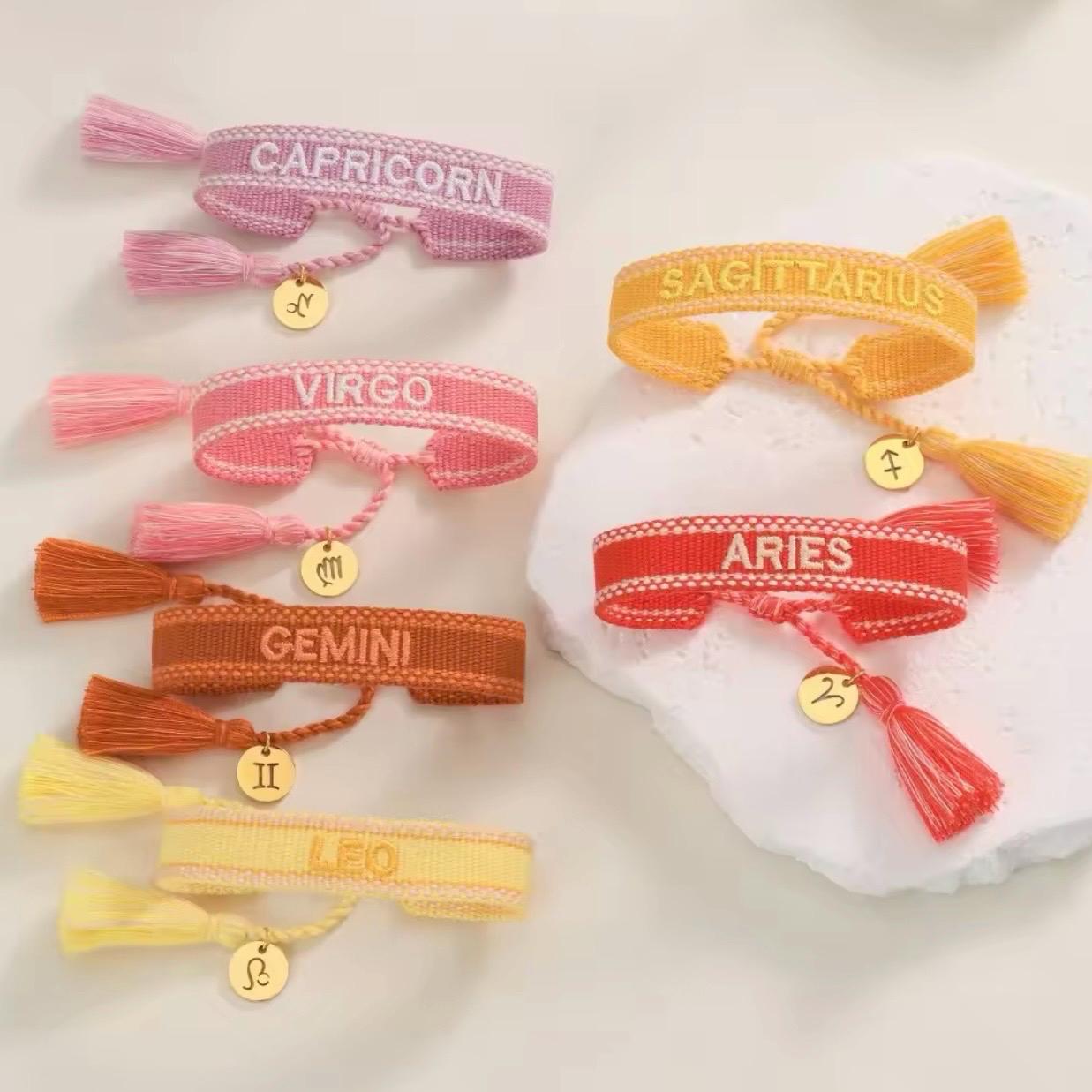 Zodiac Sign Embroidered Bracelet